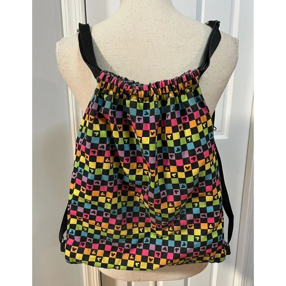Disney Parks Exclusive Mickey‎ Drawstring Backpack Rainbow/Pride  Adjustable